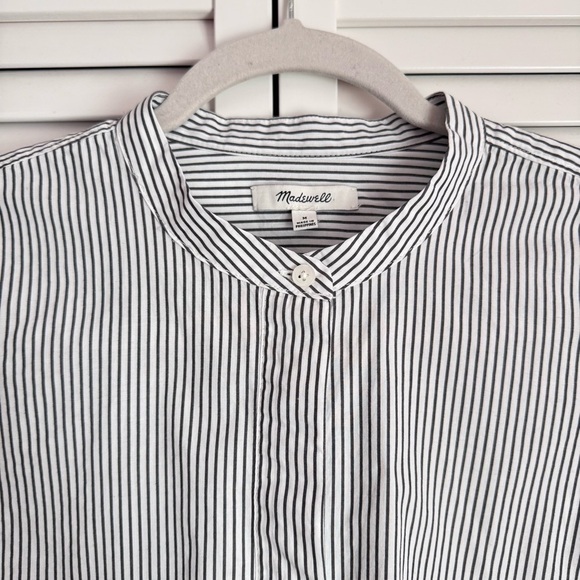 Madewell Lakeside Peplum Cotton Striped Button Down Shirt Top Size Medium - Picture 3 of 10